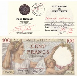 FRANCIA 100 FRANCHI 1942 PERIZIATA FDC-UNC
